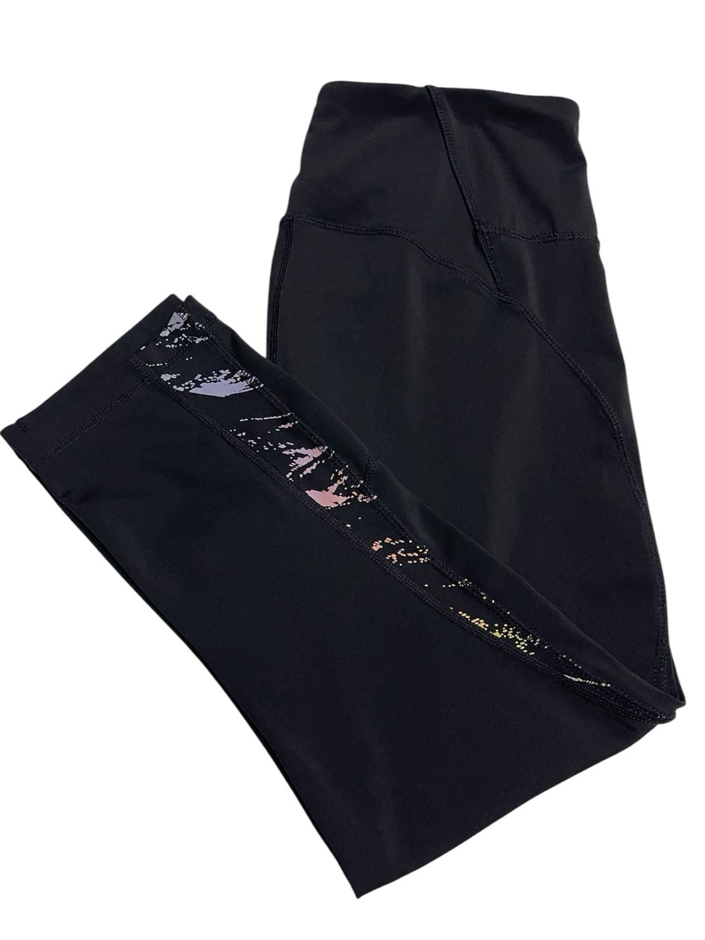 Kirkland Signature Black Womens Leggings with Iridescent Side Details Size M